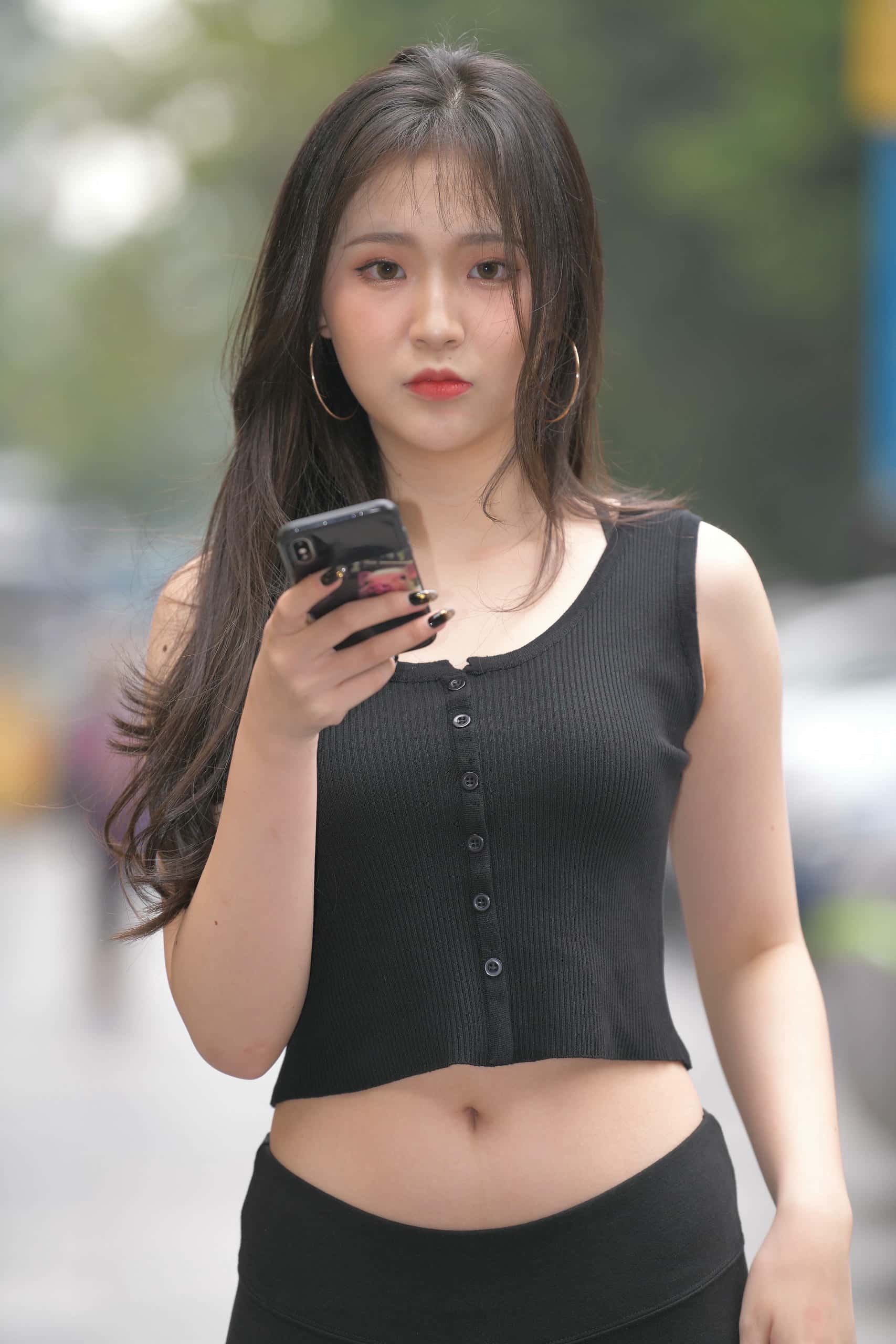 图片[2]-喝奶茶的黑色瑜伽裤长发姑娘【376P】00055-枫林图图